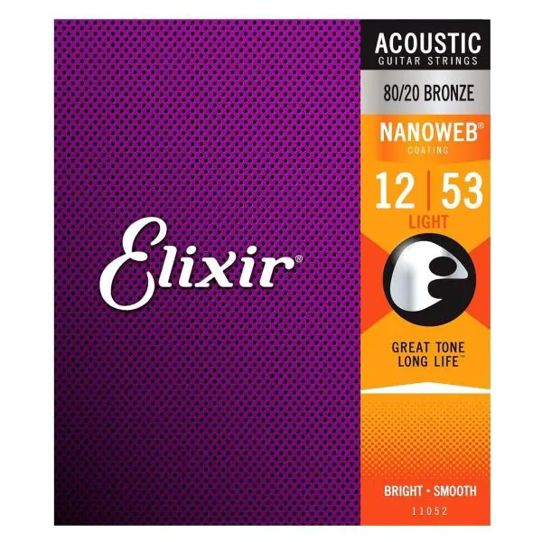 Elixir - 12-53 Acoustic 80/20 Bronze with NANOWEB Coating - Light 11052