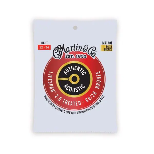Martin - 12-54 80/20 Bronze Authentic Acoustic Lifespan 2.0 Guitar Strings - Light #MA140T